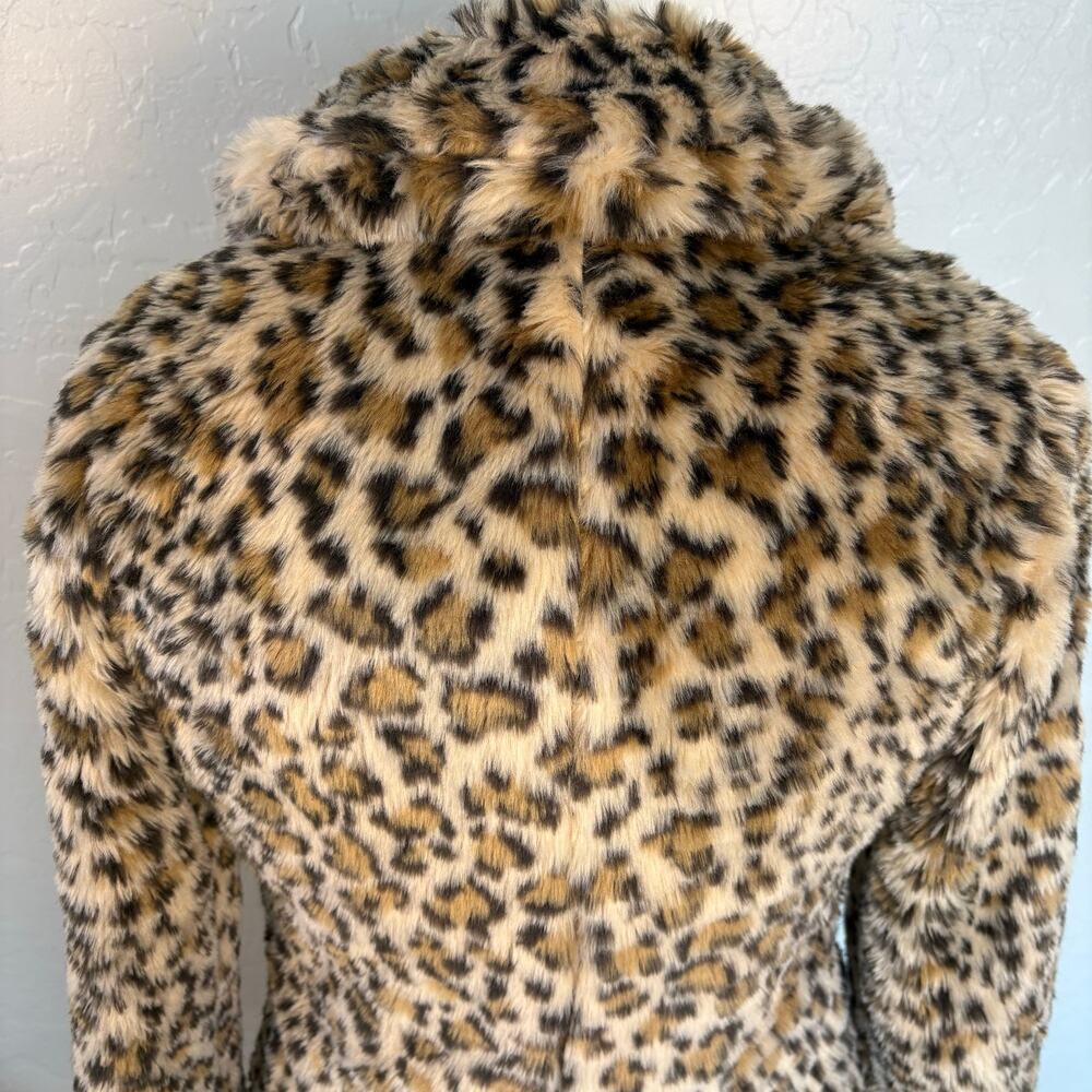 Charlotte Russe Leopard Print Faux Fur Longline Coat Mob Wife Maximalist Glam Sm - Picture 7 of 16